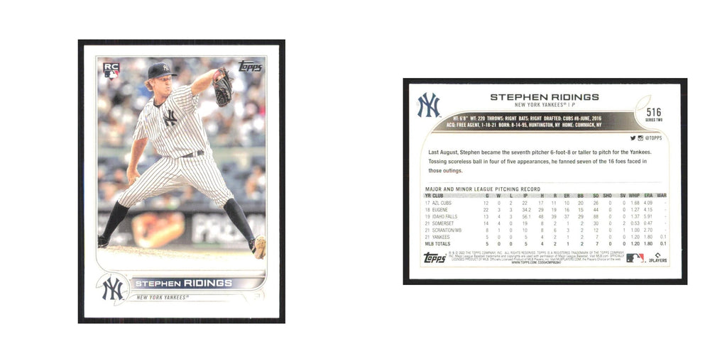 2022 Topps Stephen Ridings RC Yankees #516