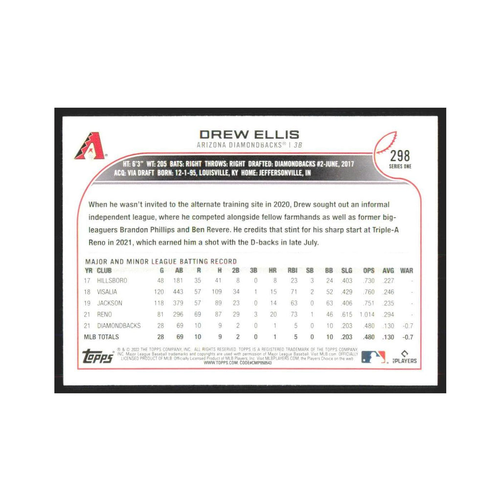 2022 Topps Drew Ellis RC Diamondbacks #298