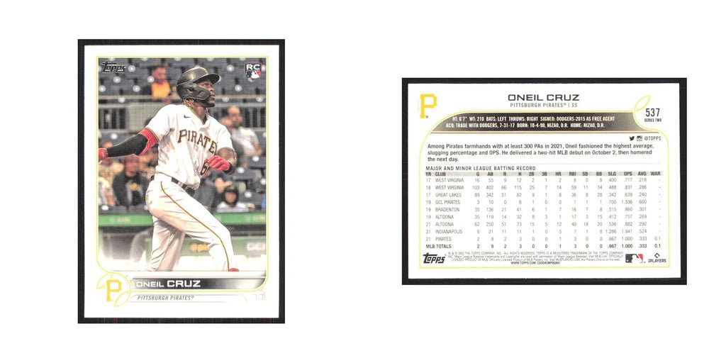 2022 Topps Oneil Cruz RC Pirates #537