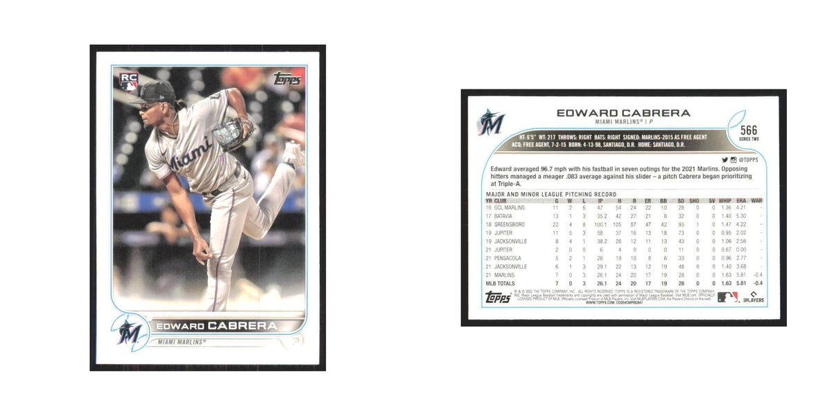 2022 Topps Edward Cabrera RC Marlins #566