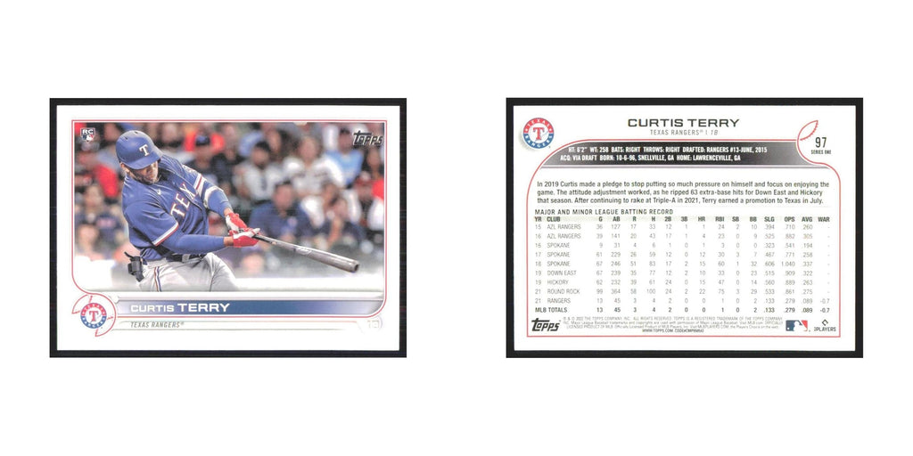 2022 Topps Curtis Terry RC Rangers #97