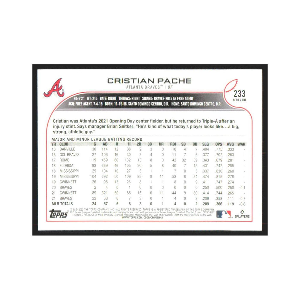 2022 Topps Cristian Pache Braves #233