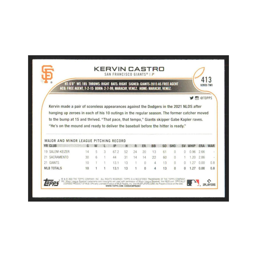 2022 Topps Kervin Castro RC Giants #413