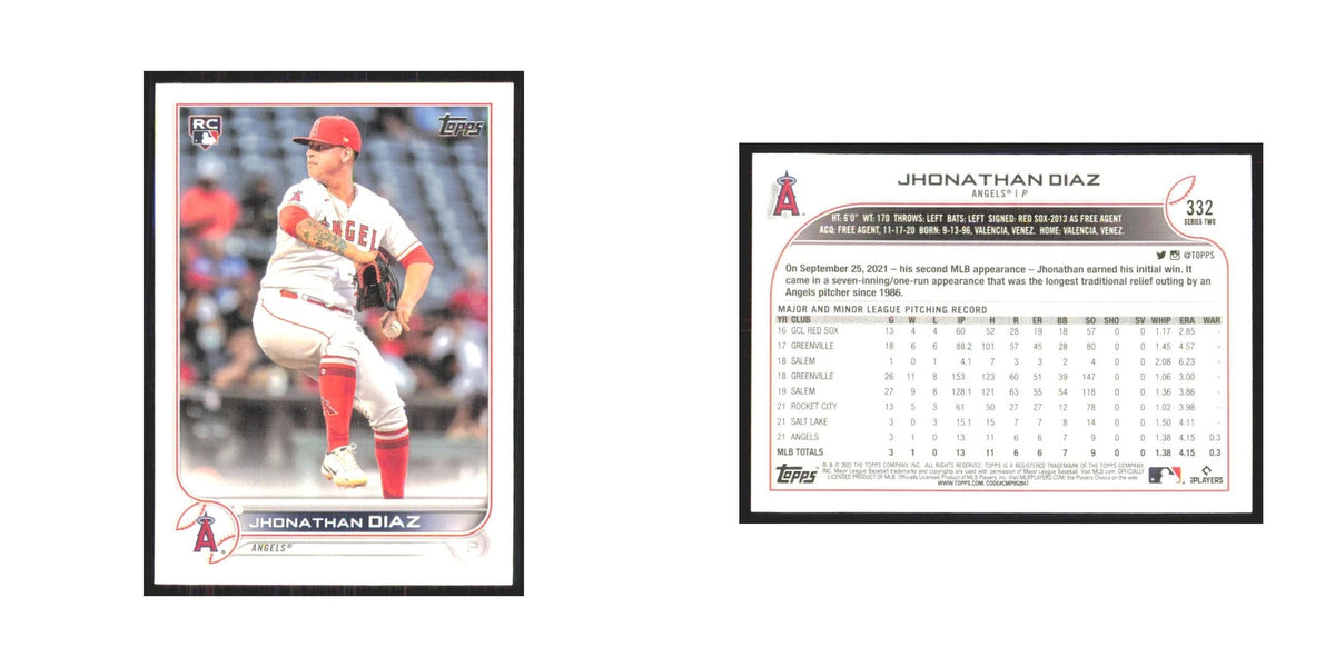 2022 Topps Jhonathan Diaz RC Angels #332