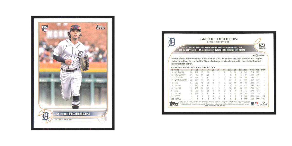 2022 Topps Jacob Robson RC Tigers #623