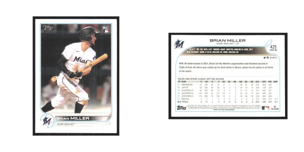 2022 Topps Brian Miller RC Marlins #425