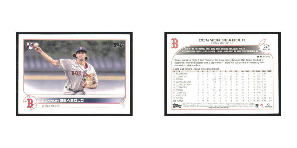 2022 Topps Connor Seabold RC Red Sox #524