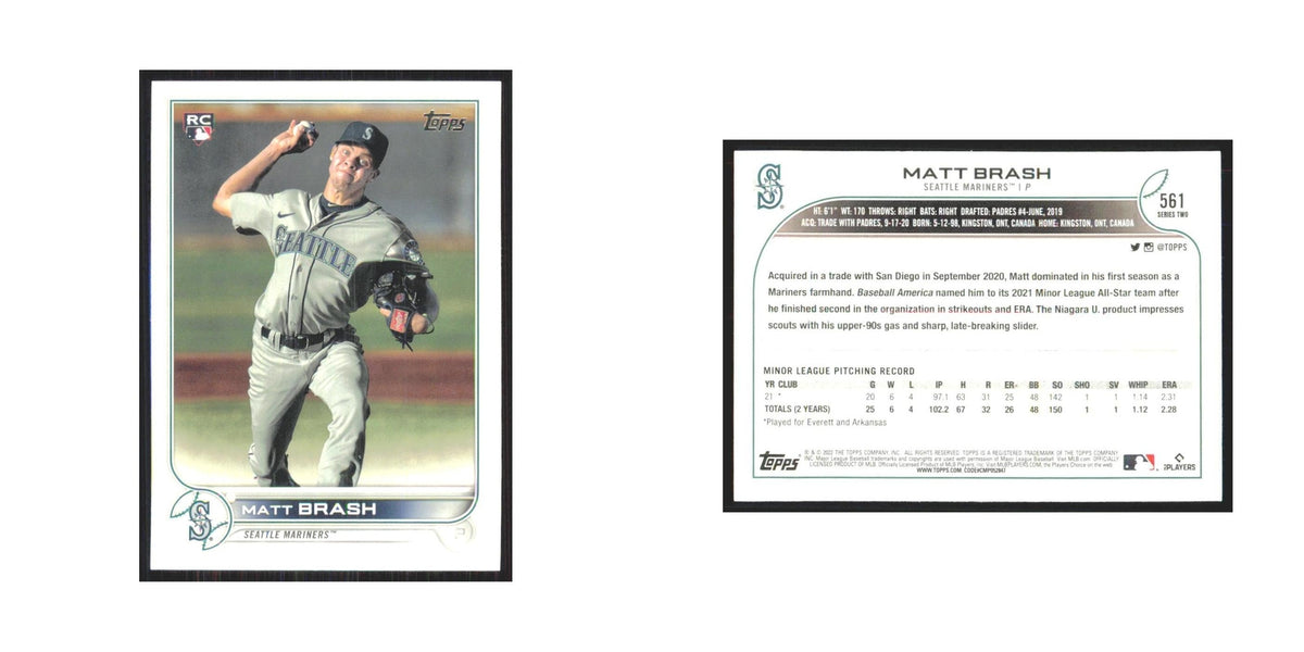 2022 Topps Matt Brash RC Mariners #561