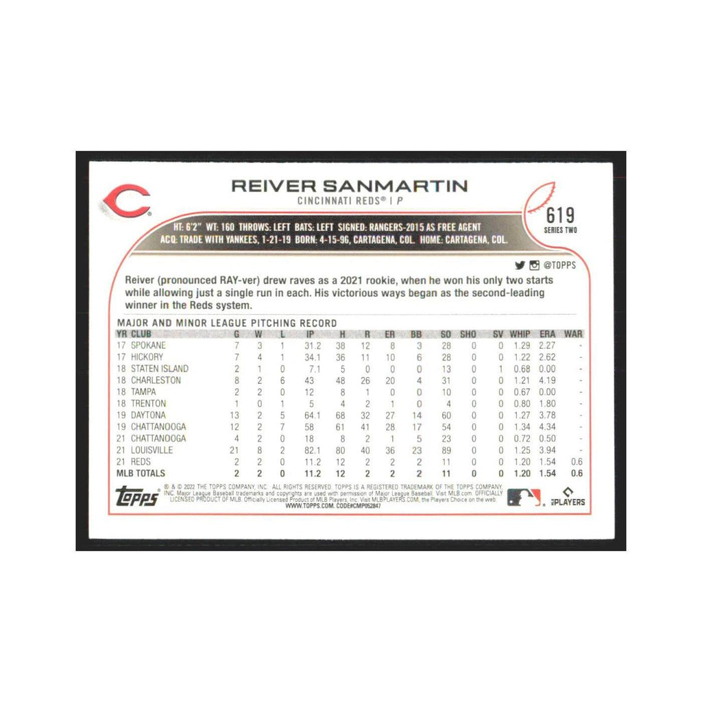 2022 Topps Reiver Sanmartin RC Reds #619