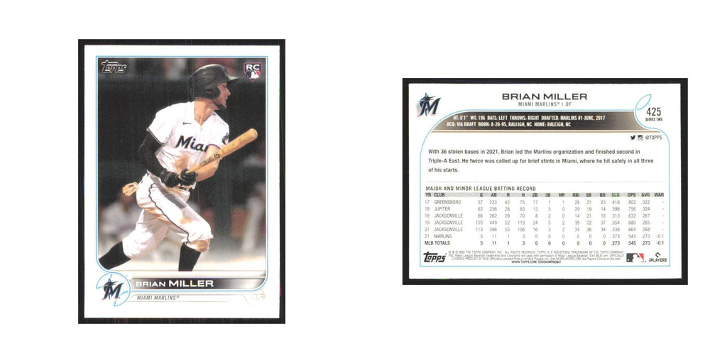 2022 Topps Brian Miller RC Marlins #425