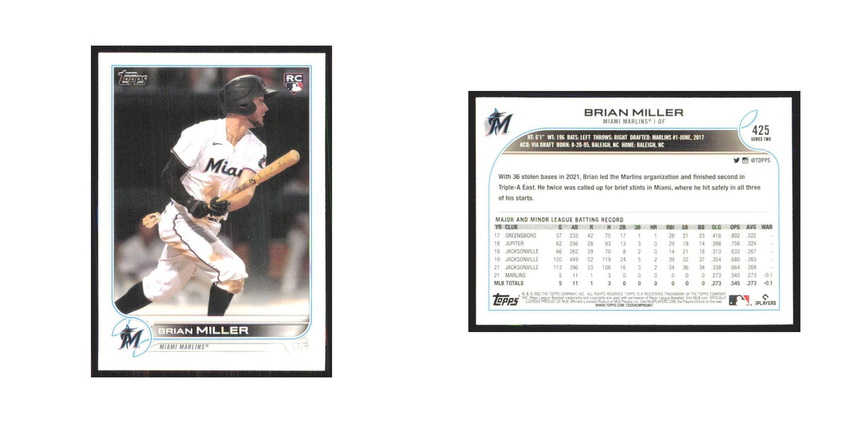 2022 Topps Brian Miller RC Marlins #425