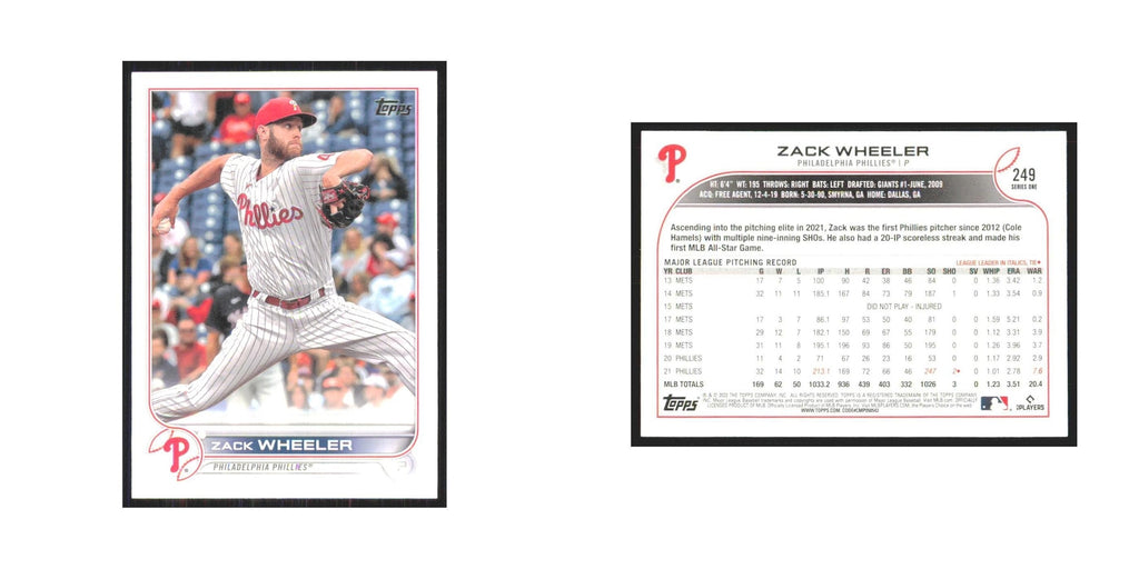 2022 Topps Zack Wheeler Phillies #249