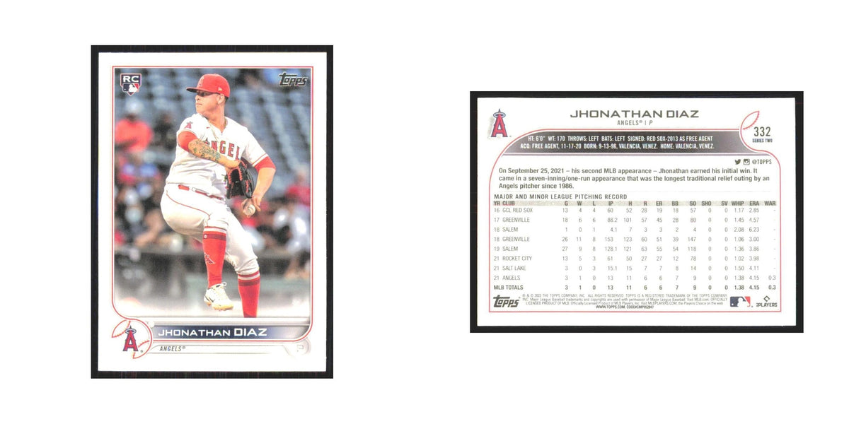 2022 Topps Jhonathan Diaz RC Angels #332