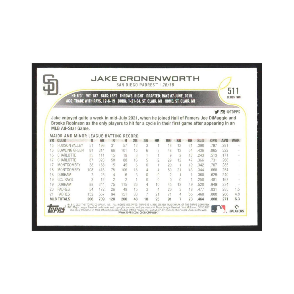 2022 Topps Jake Cronenworth Padres #511