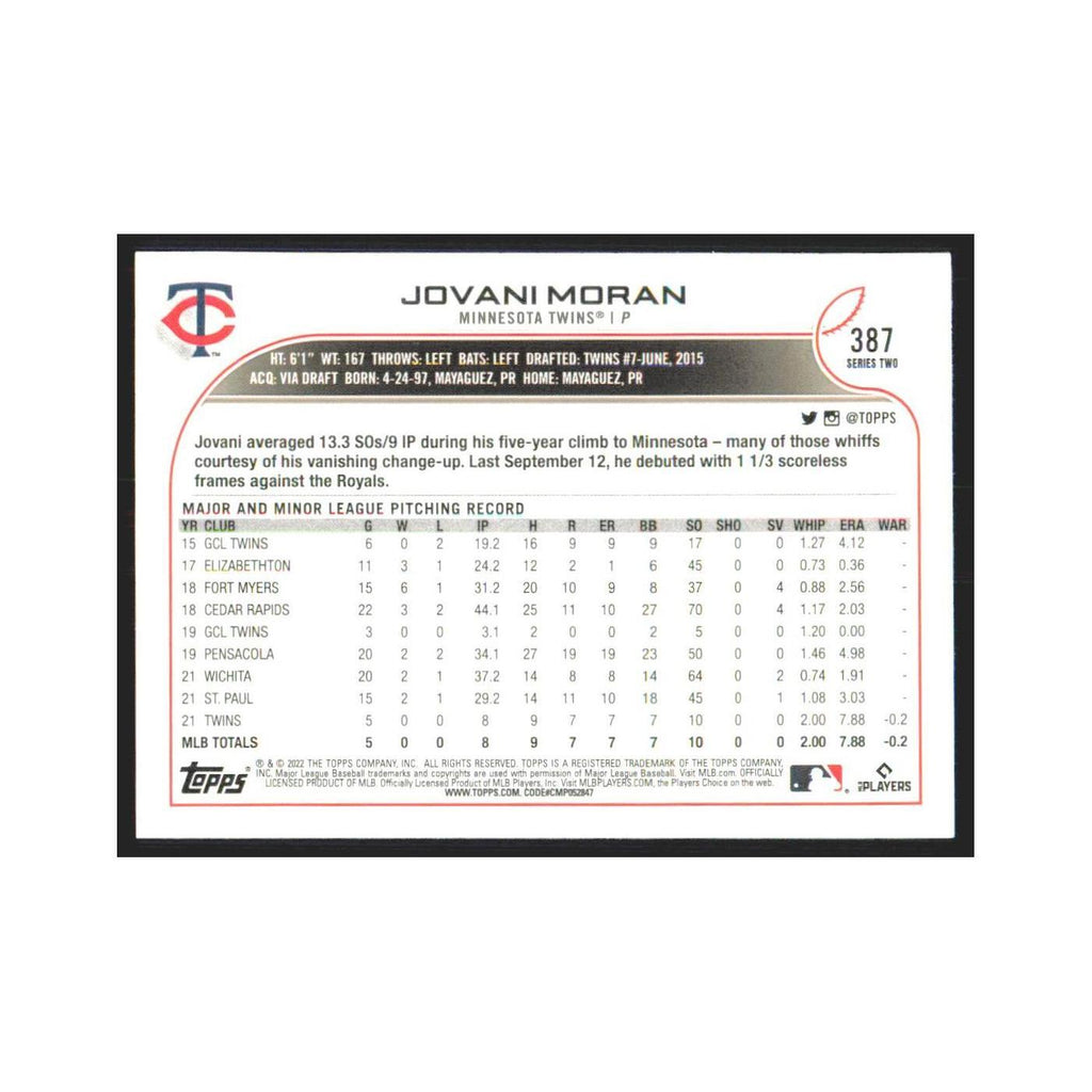 2022 Topps Jovani Moran RC Twins #387