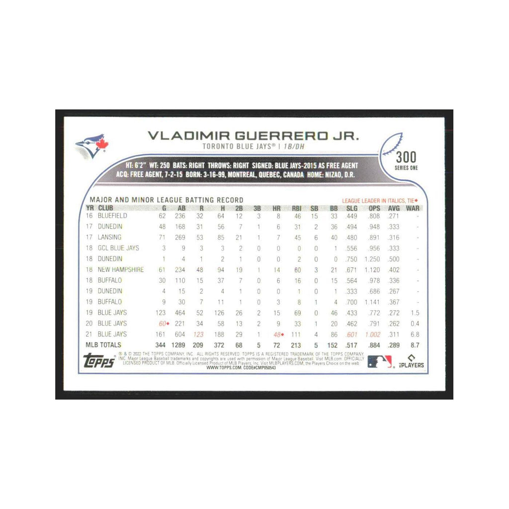2022 Topps Vladimir Guerrero Jr. Blue Jays #300