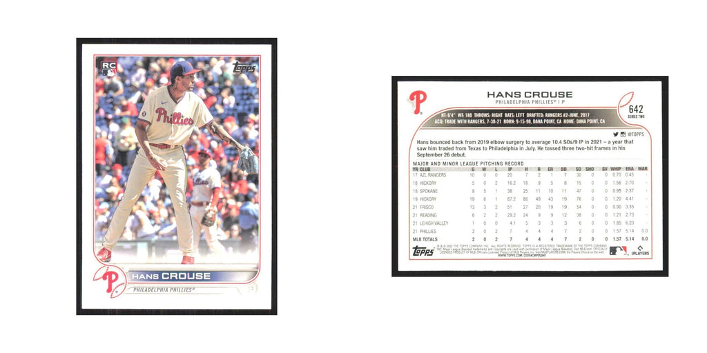 2022 Topps Hans Crouse RC Phillies #642