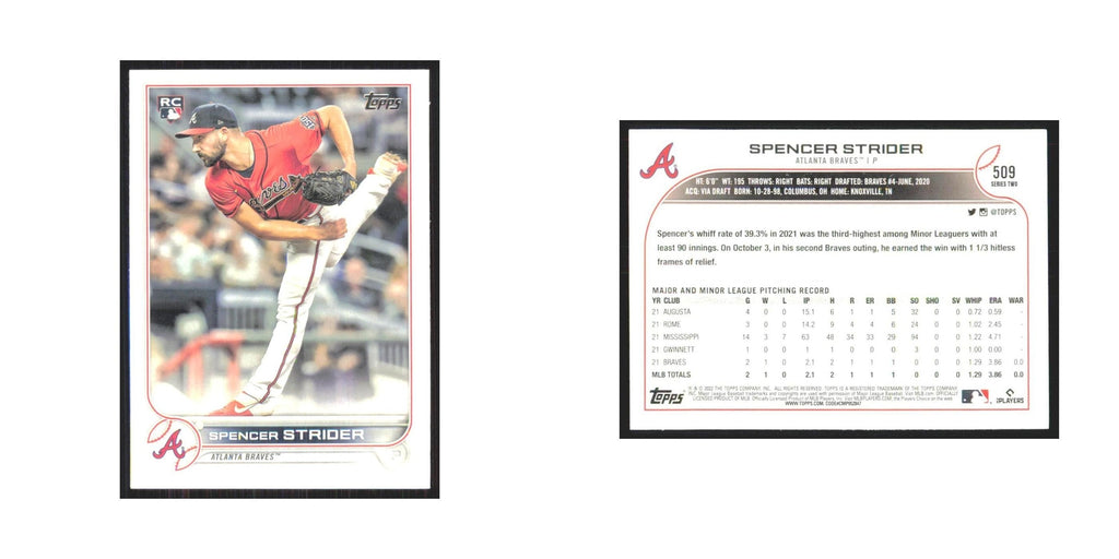 2022 Topps Spencer Strider RC Braves #509