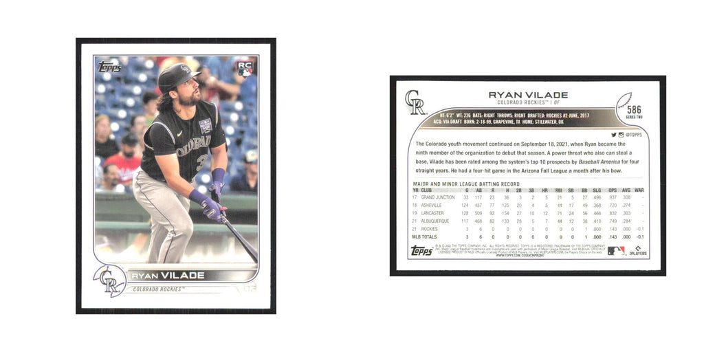 2022 Topps Ryan Vilade RC Rockies #586