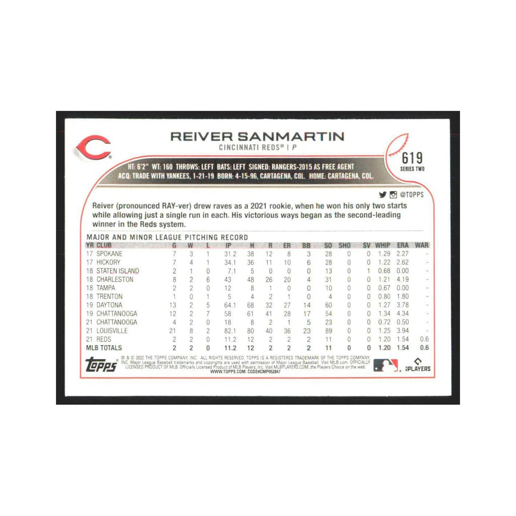 2022 Topps Reiver Sanmartin RC Reds #619
