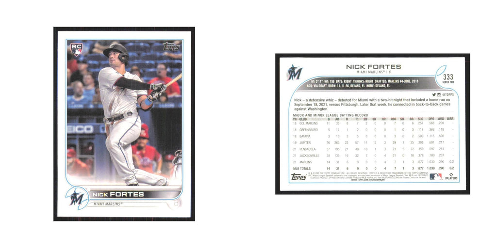2022 Topps Nick Fortes Marlins #333