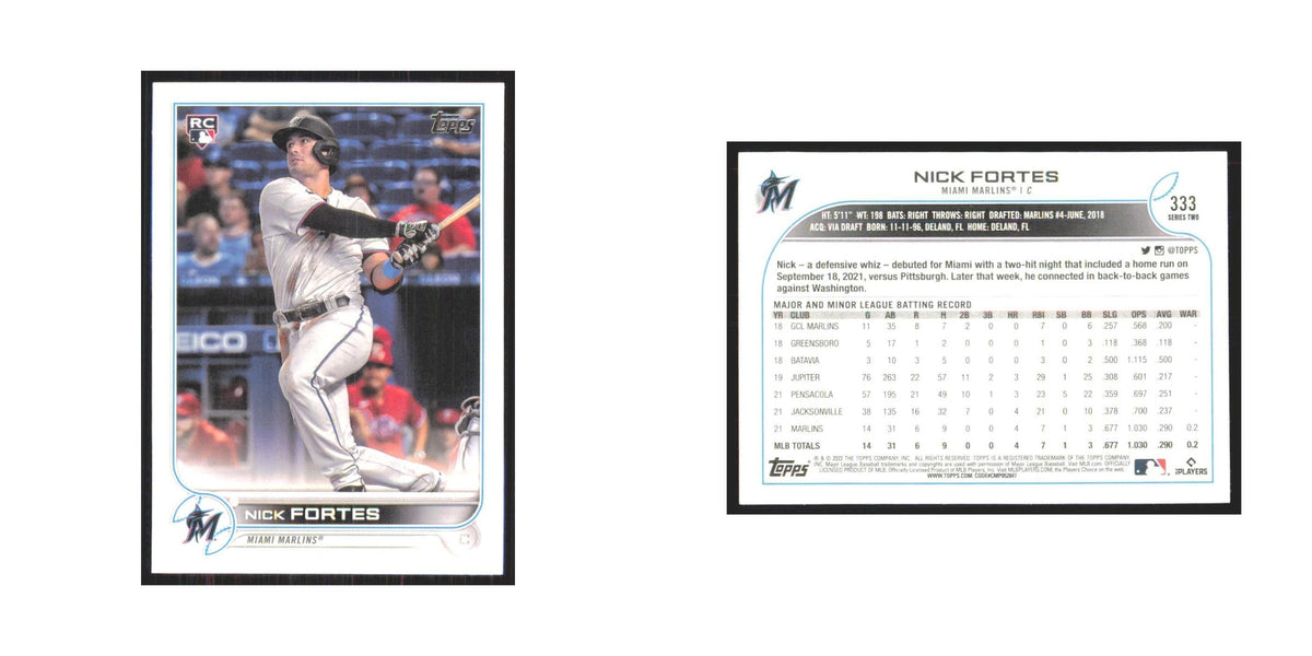 2022 Topps Nick Fortes Marlins #333
