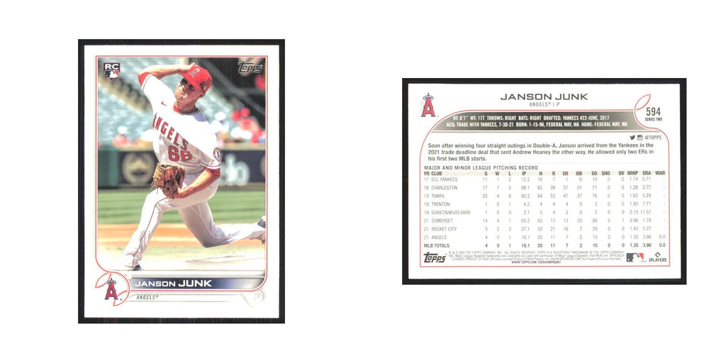2022 Topps Janson Junk RC Angels #594