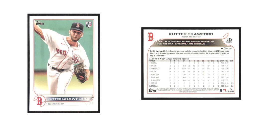 2022 Topps Kutter Crawford Red Sox #645
