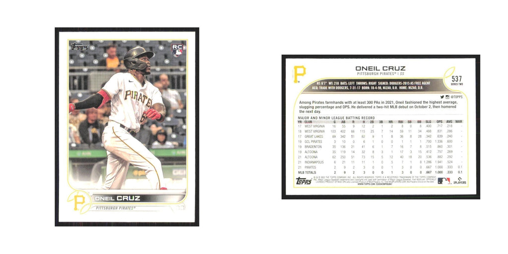 2022 Topps Oneil Cruz RC Pirates #537