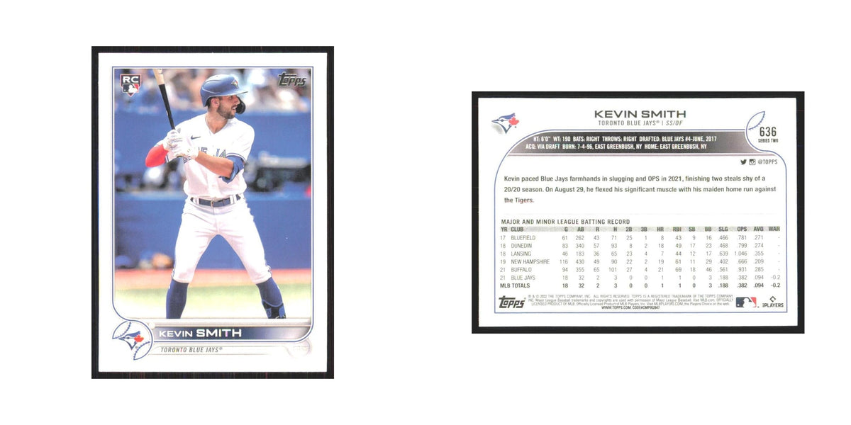 2022 Topps Kevin Smith RC Blue Jays #636