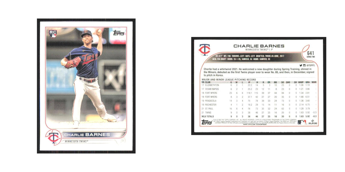 2022 Topps Charlie Barnes RC Twins #641