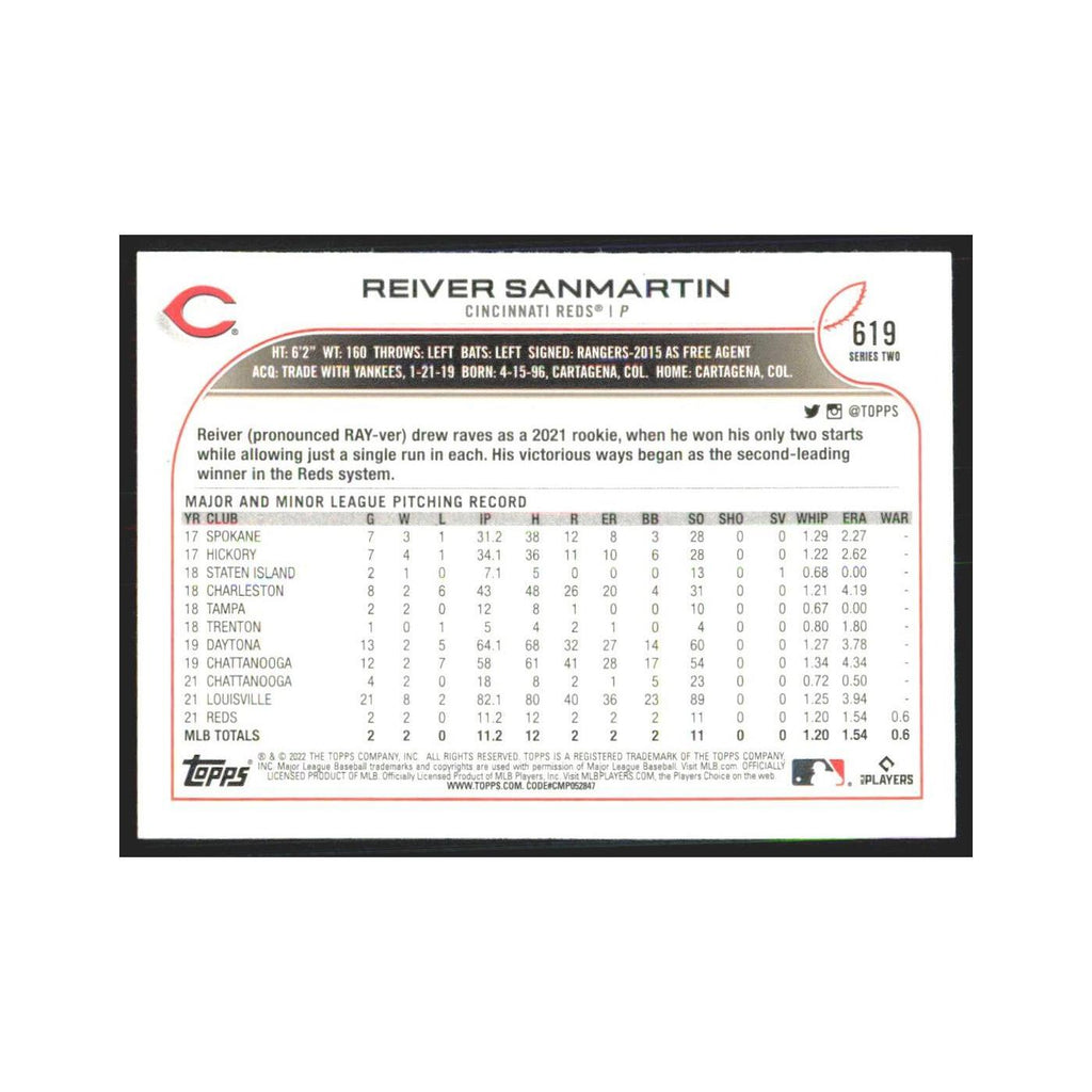 2022 Topps Reiver Sanmartin RC Reds #619