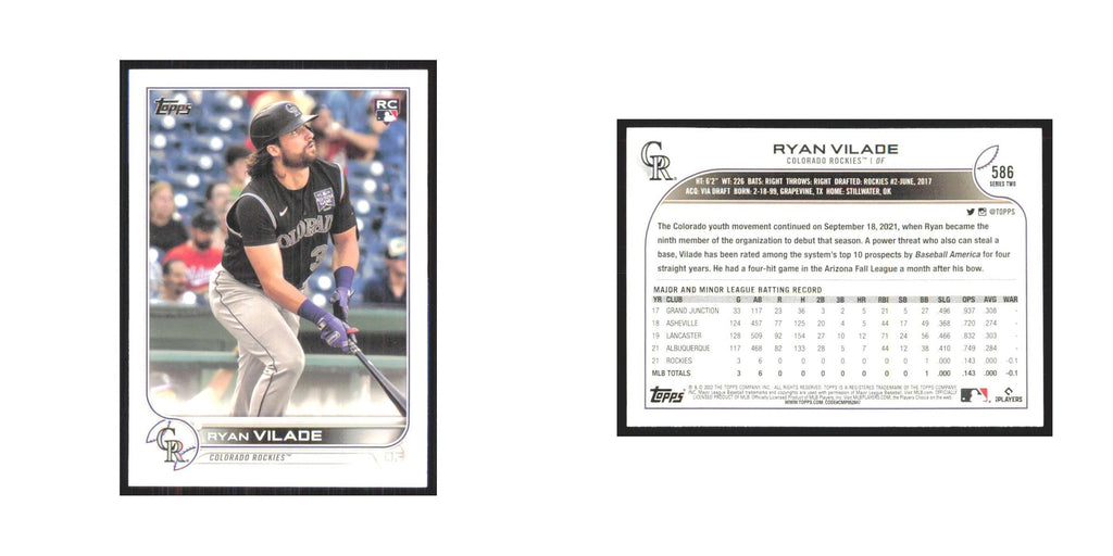 2022 Topps Ryan Vilade Rockies #586