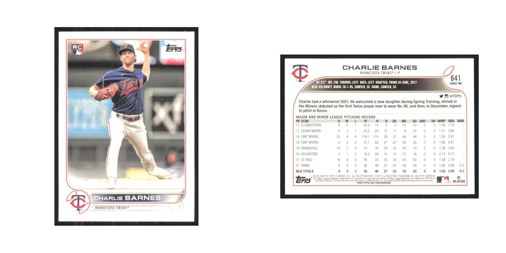 2022 Topps Charlie Barnes RC Twins #641
