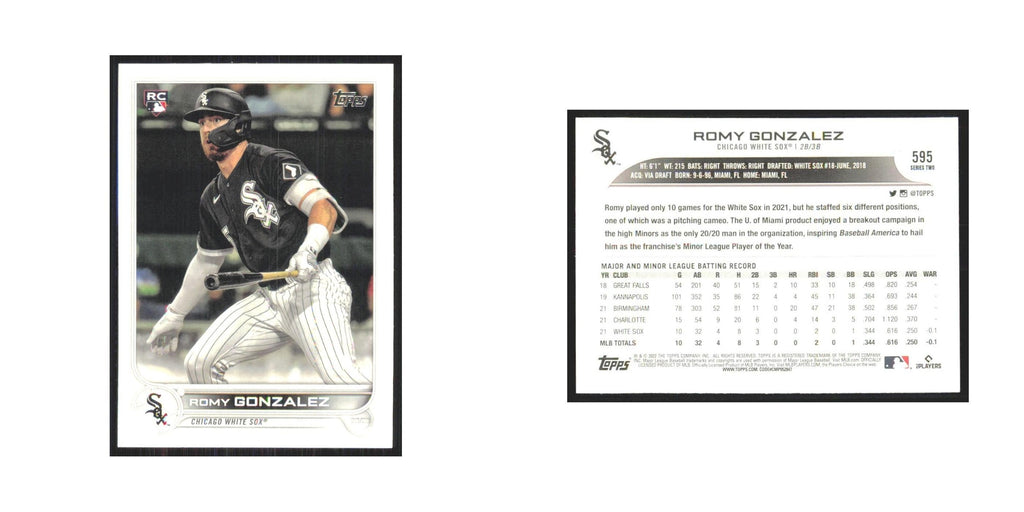 2022 Topps Romy Gonzalez RC White Sox #595