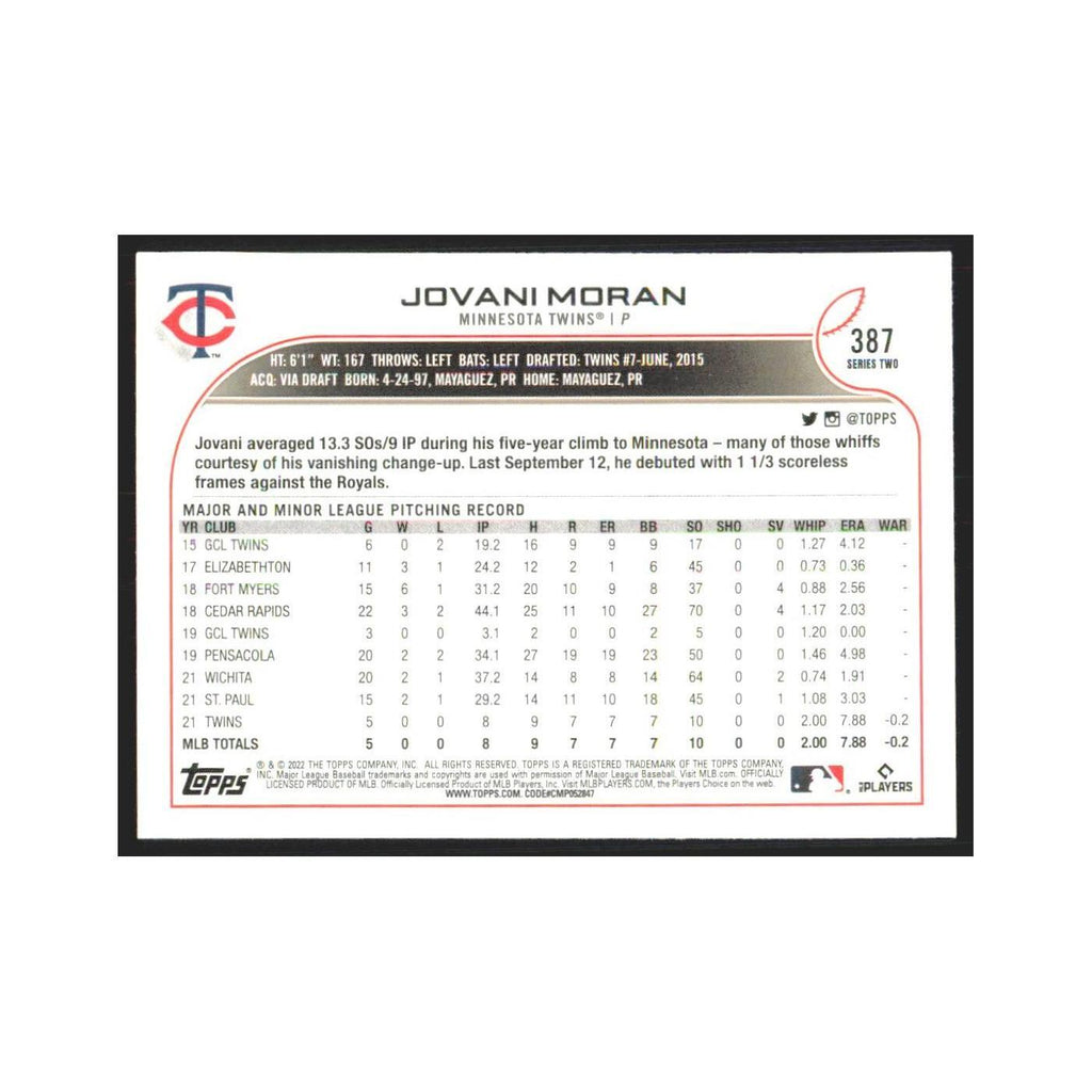 2022 Topps Jovani Moran RC Twins #387