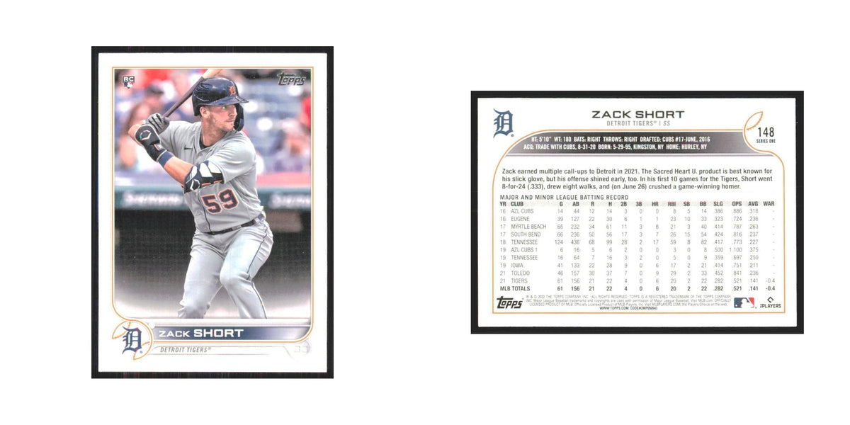 2022 Topps Zack Short RC Tigers #148