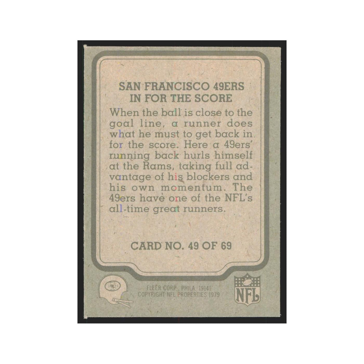 1979 Fleer In For The Score 49ers #49