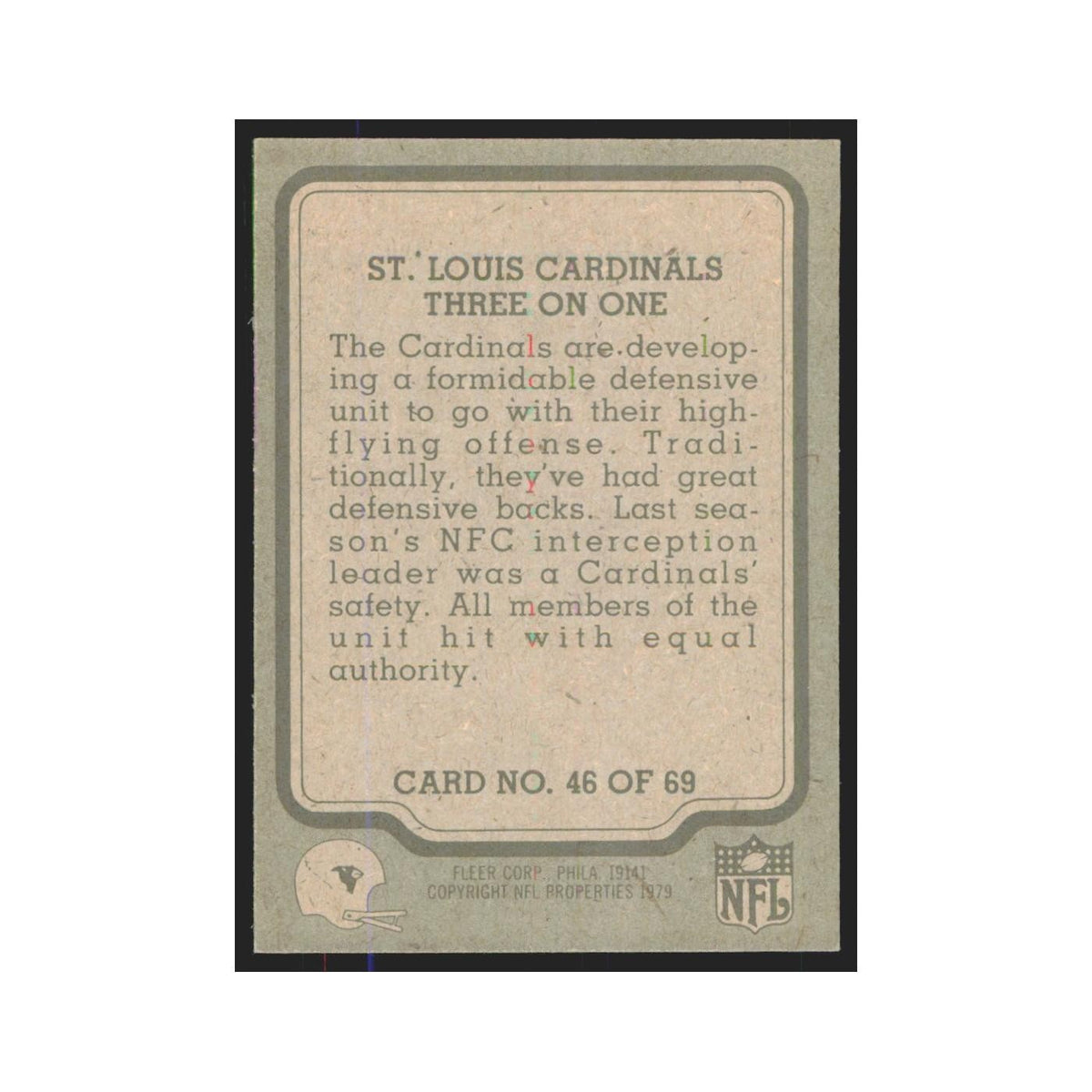 1979 Fleer Three On One (Defense) Cardinals #46
