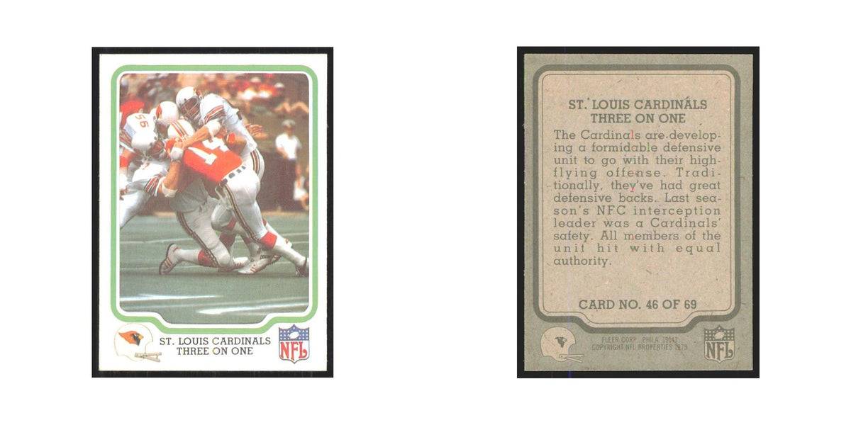 1979 Fleer Three On One (Defense) Cardinals #46
