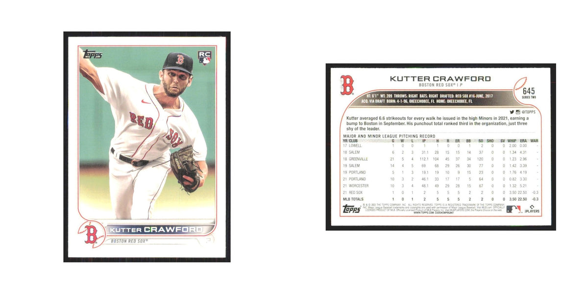 2022 Topps Kutter Crawford RC Red Sox #645