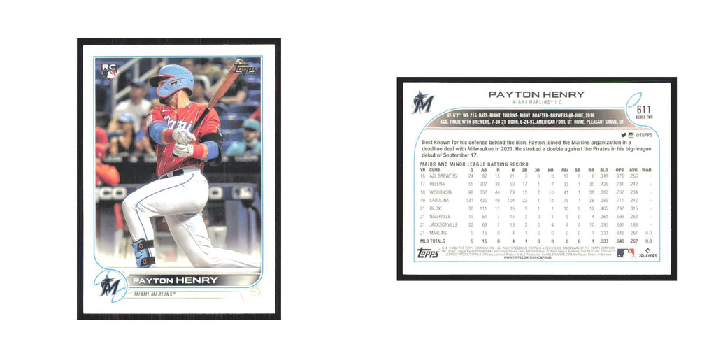 2022 Topps Payton Henry RC Marlins #611