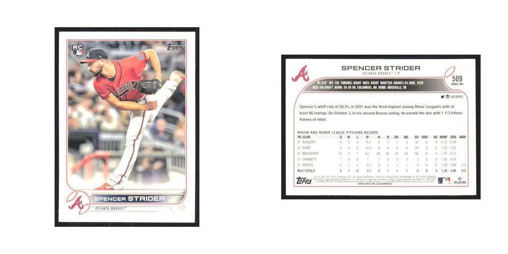 2022 Topps Spencer Strider RC Braves #509