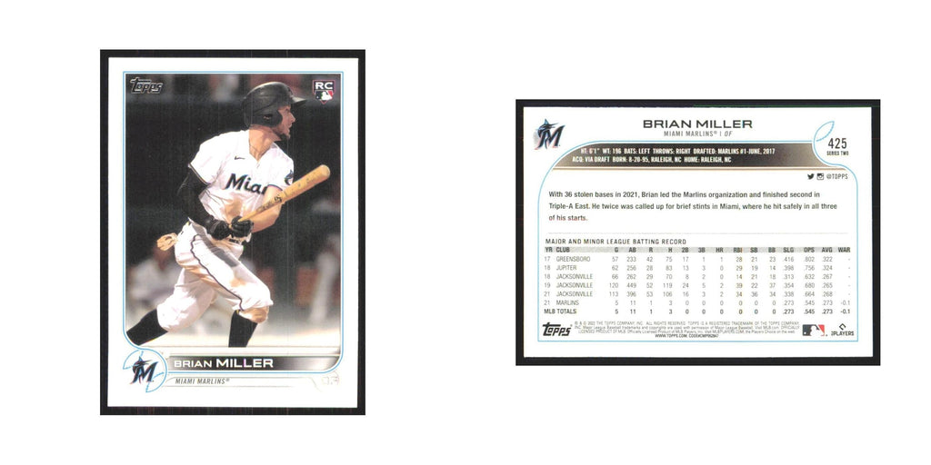 2022 Topps Brian Miller RC Marlins #425