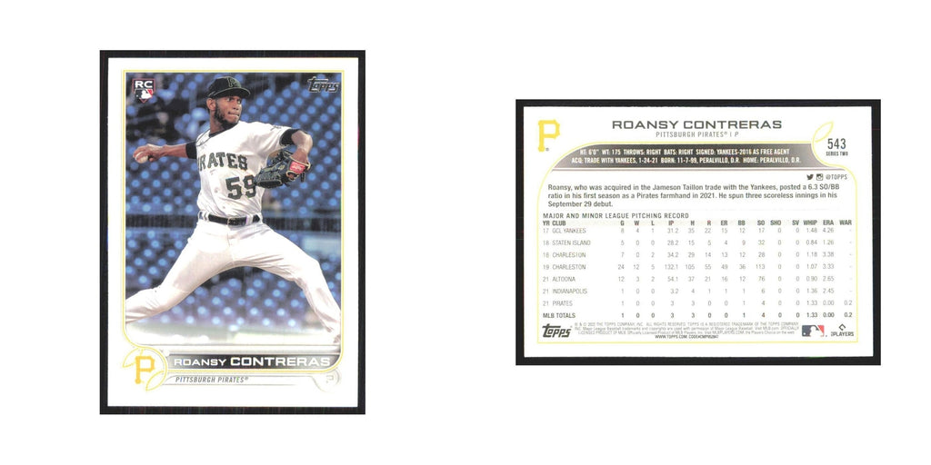 2022 Topps Roansy Contreras RC Pirates #543