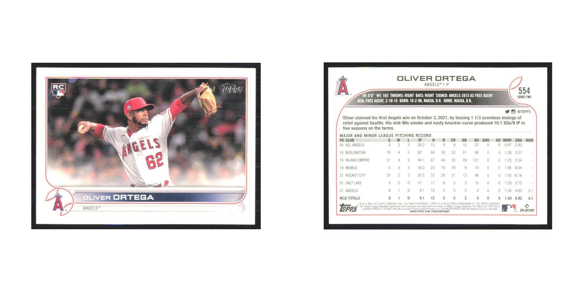 2022 Topps Oliver Ortega RC Angels #554