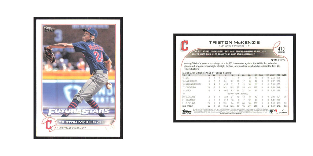 2022 Topps Triston McKenzie Guardians #470