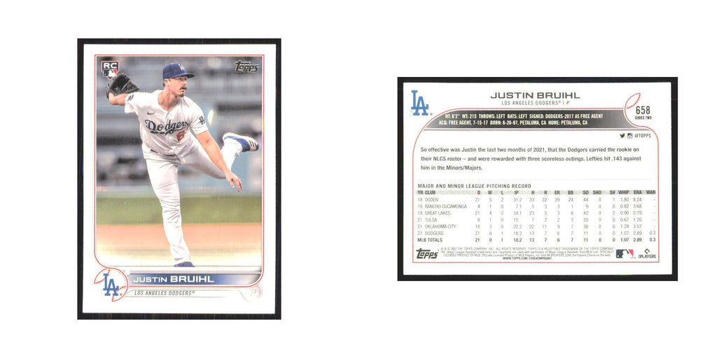 2022 Topps Justin Bruihl RC Dodgers #658