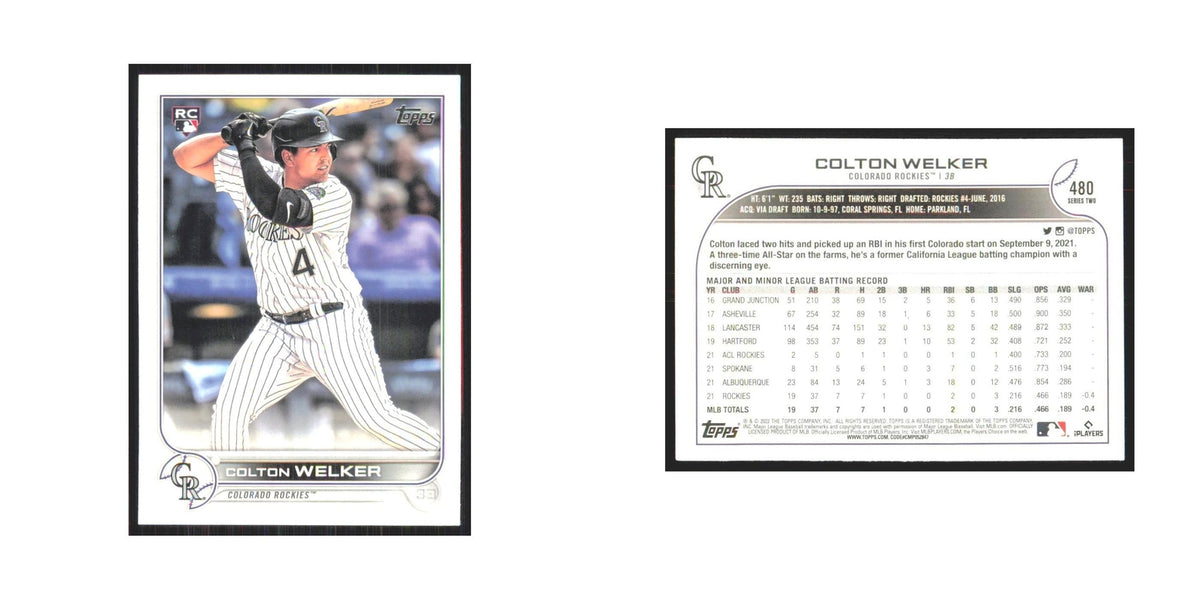 2022 Topps Colton Welker RC Rockies #480