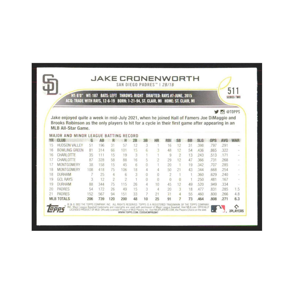 2022 Topps Jake Cronenworth Padres #511